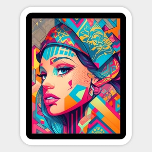 Woman In Urban WallStyle - AI Art Sticker